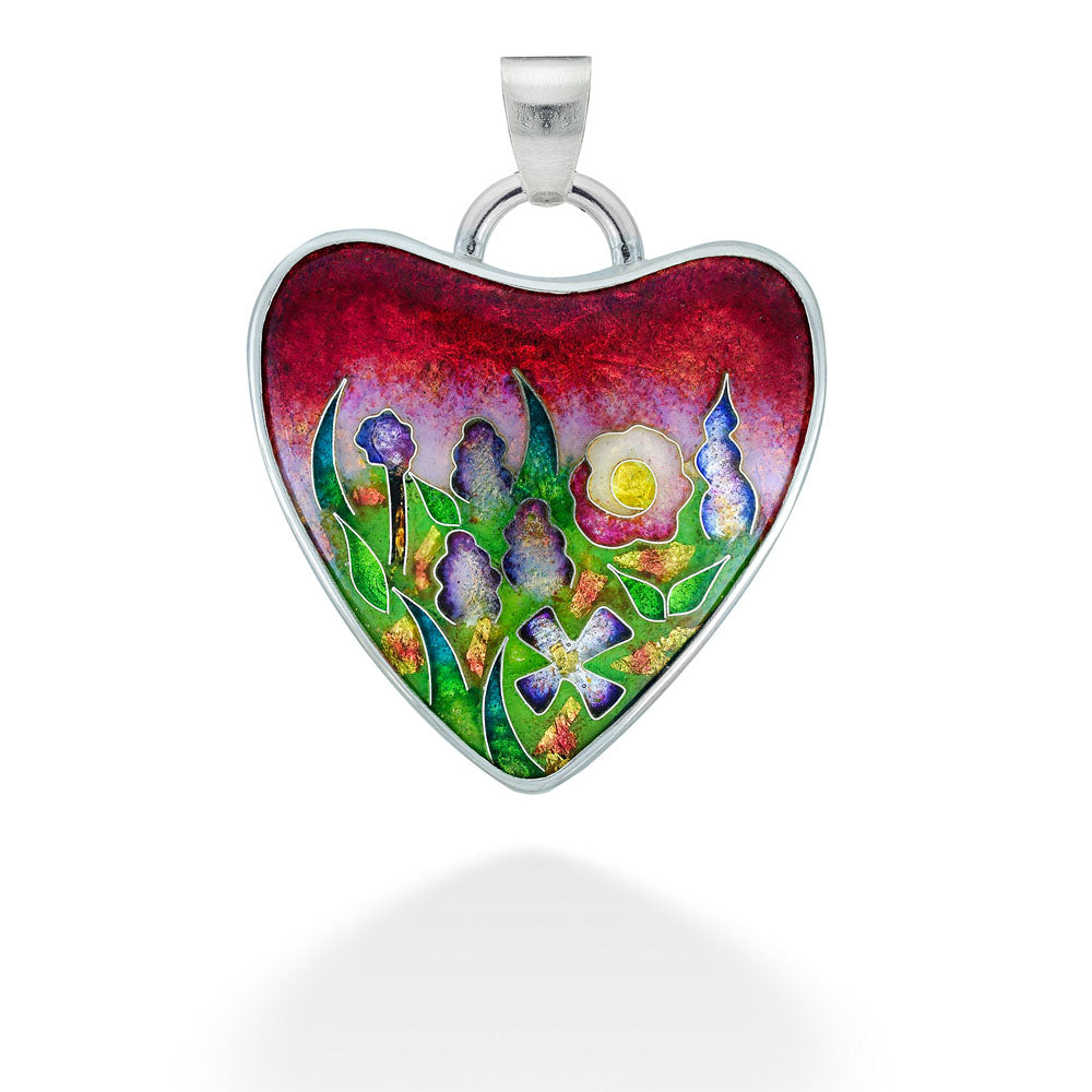 Heart Garden Peach Enameled Pendant by Ricky Frank