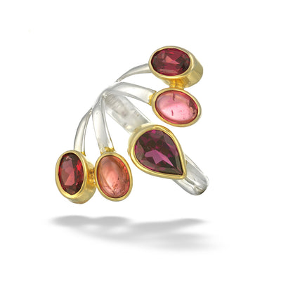Pink Tourmaline, Rhodolite Garnet One of a Kind Ring by Michou