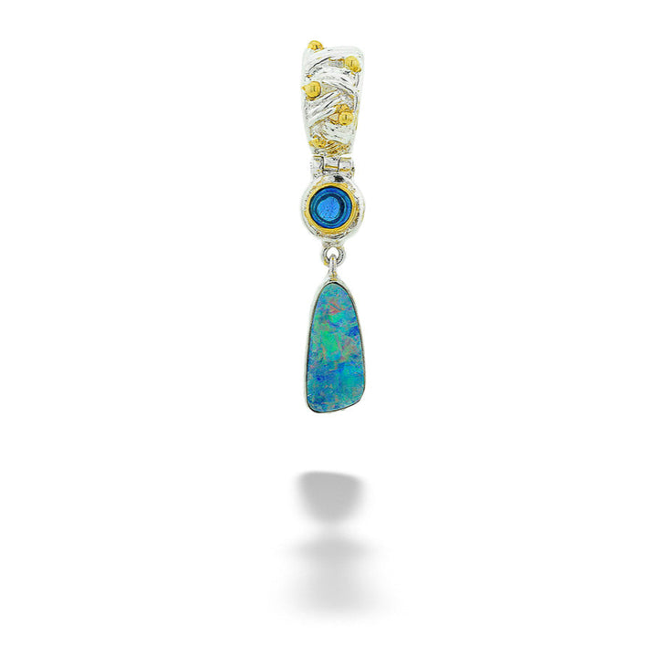 SS & 22kt Gold Vermeil Kyanite & Opal Pendant by Michou