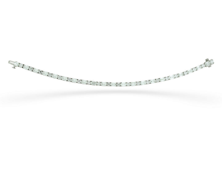 Emerald Cut & Round Lab Grown Diamond Tennis Bracelet