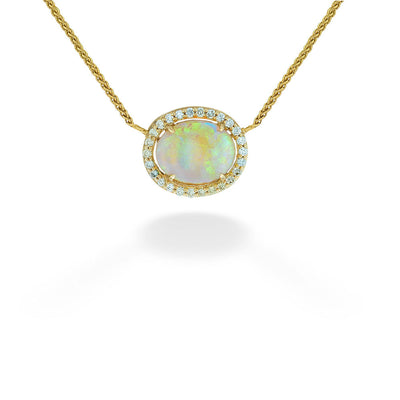Australian Opal & Diamond  Necklace 
