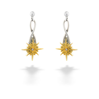 White Sapphire Star Dangle Earrings by Keith Jack