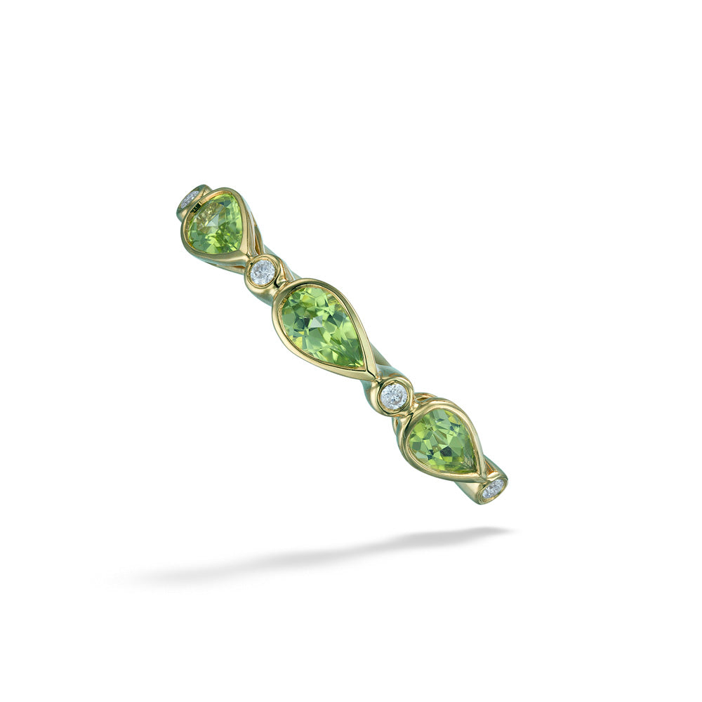 Pear-Shaped Peridot & Diamond Band