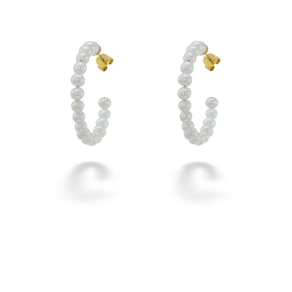 Pearl Hoop Earrings by Shy Creation