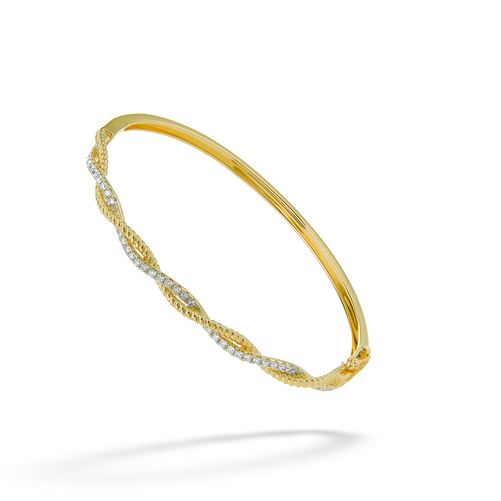 Diamond Twisted Hinged Bangle by Shy Creation