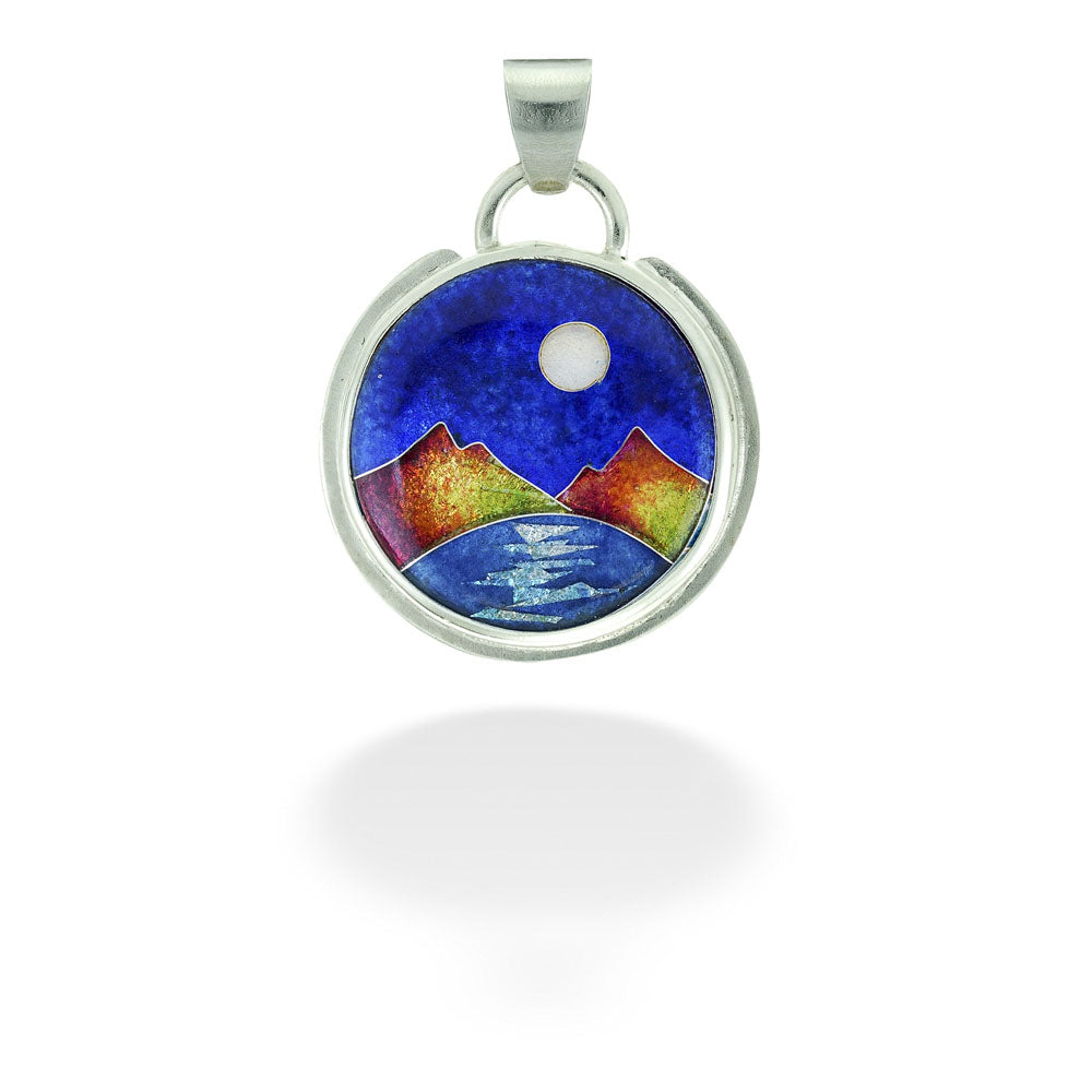 Small Round Moon Reflections Enameled Pendant by Ricky Frank