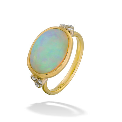 18KY  Opal &  Diamond Ring by Mazza One of a Kind