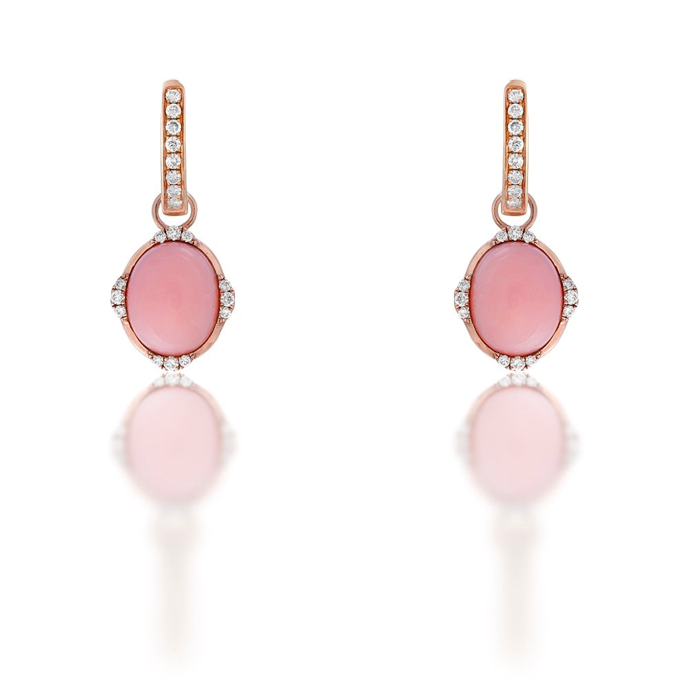 Pink Opal and Diamond Dangle Earrings