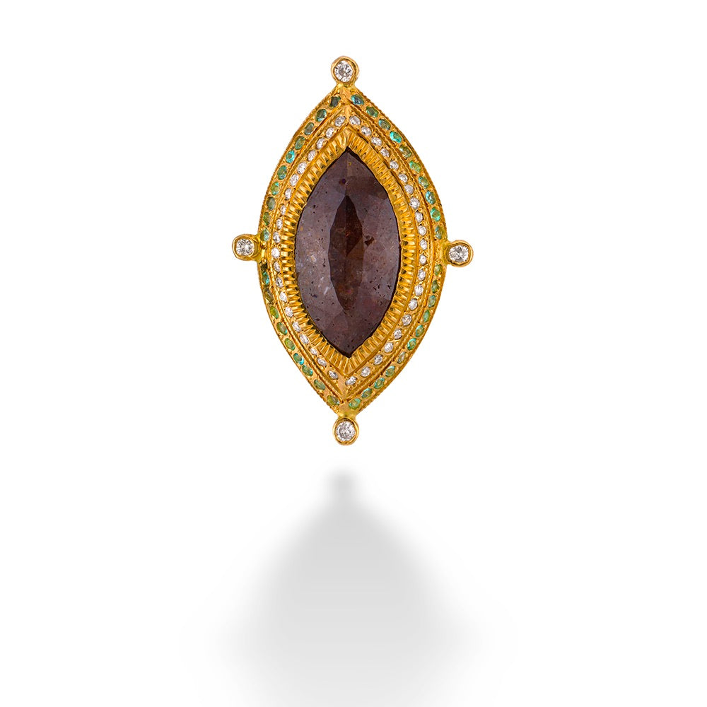 Champagne Diamond, Paraiba & Diamond Brooch by Just Jules