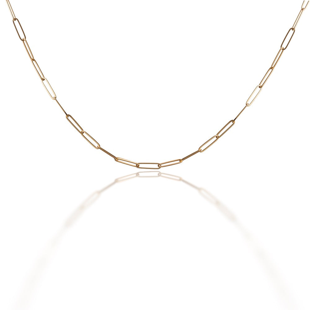 14K Yellow Gold Paper Clip Chain Necklace