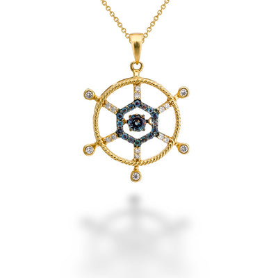Alexandrite and Diamond Ship Wheel Necklace by Mark Henry