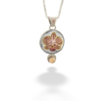 Phalaenopsis Orchid Cloisonne Pendant by Heart Hand and Fire