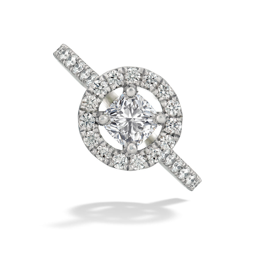 Cushion-Cut Diamond Center Stone with Diamond Halo Ring