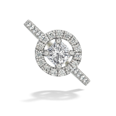 Cushion-Cut Diamond Center Stone with Diamond Halo Ring
