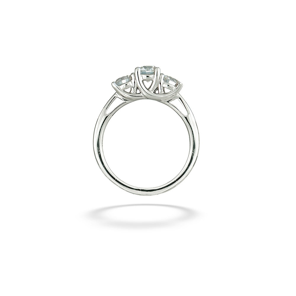 14K White Gold Three-Stone Diamond Engagement Ring