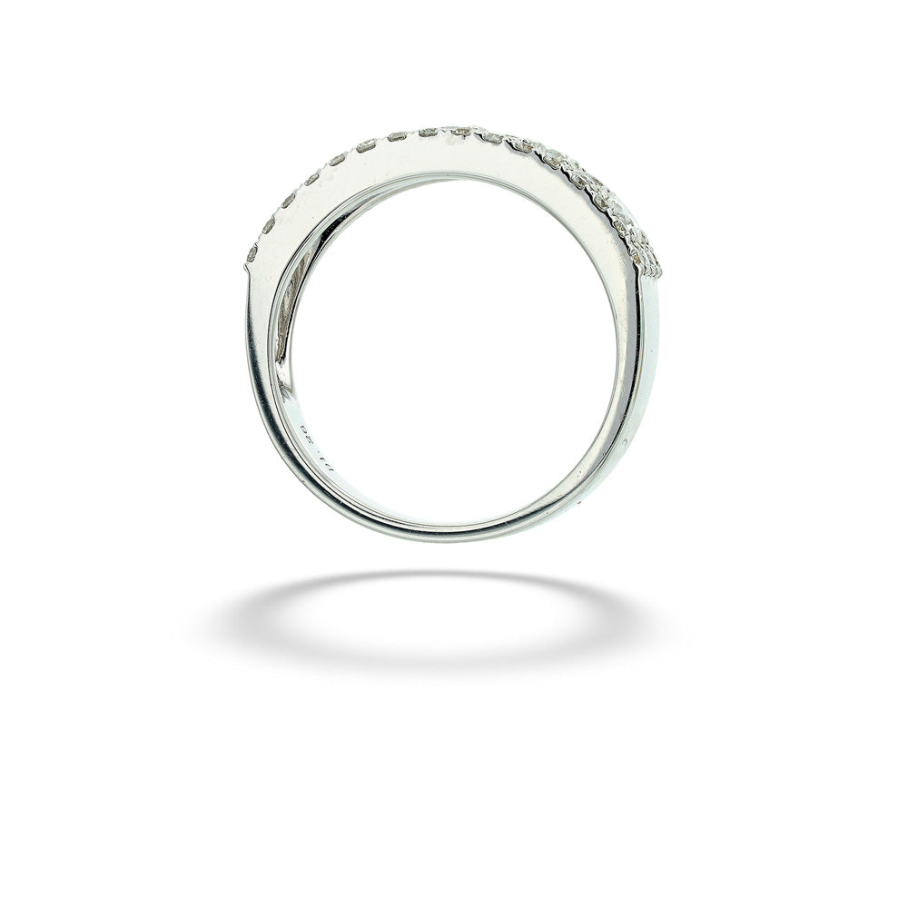 Three Row Bead Set Diamond Wedding Band top view
