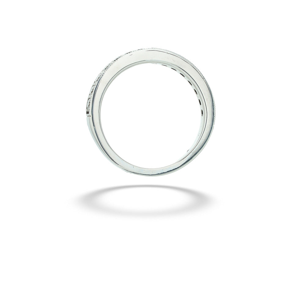 Diamond Bead Set Milgrain Edge Wedding Band