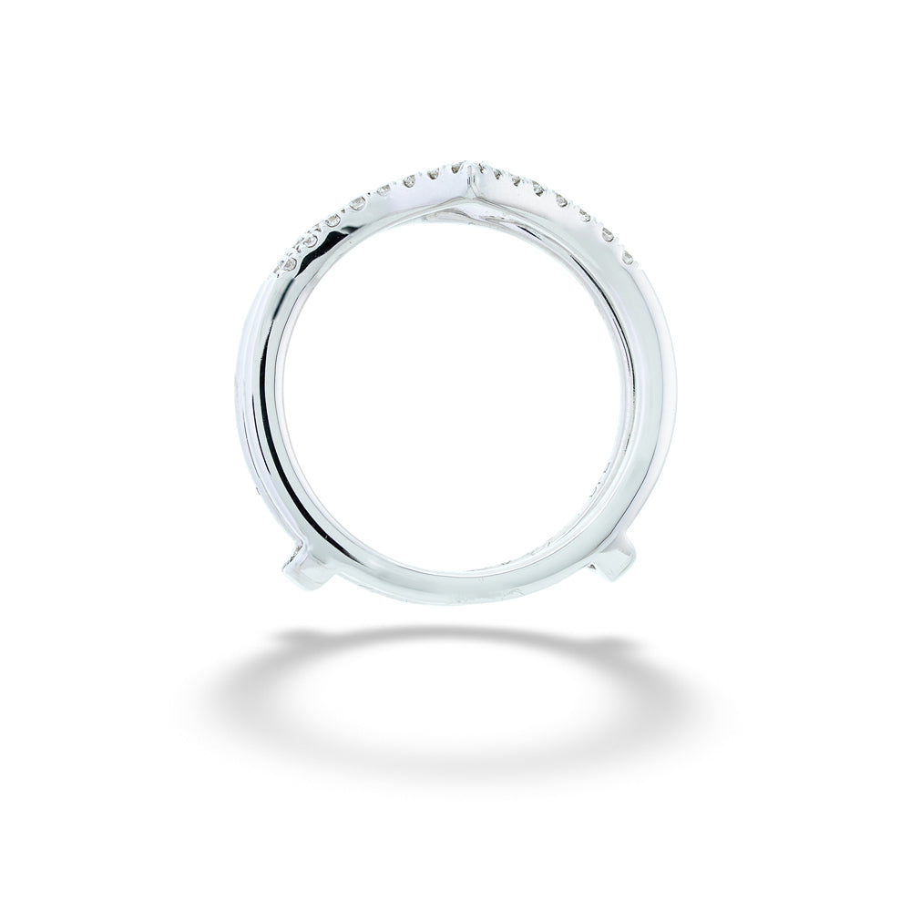 Silver ring with small stones on a white background 14K White Gold Diamond Ring Enhancer 
