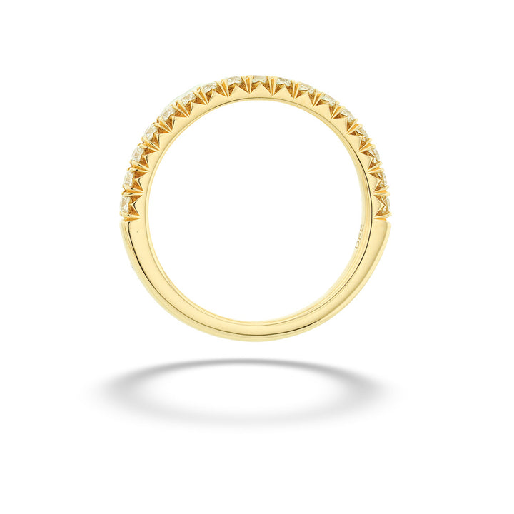 Gold ring with pyramid texture on a white background 14K Gold Diamond Band