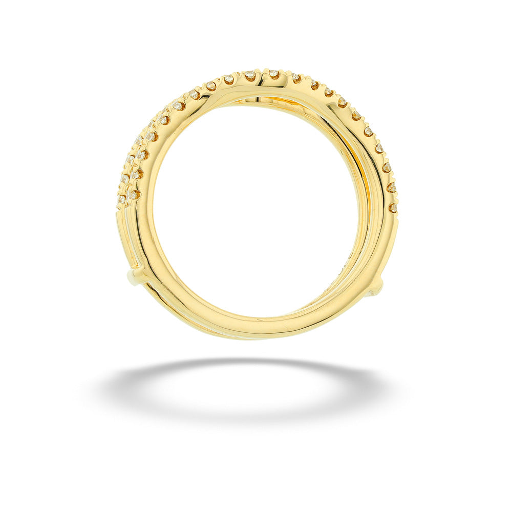 Gold ring with small stones on a white background 14k Gold Diamond Ring Guard