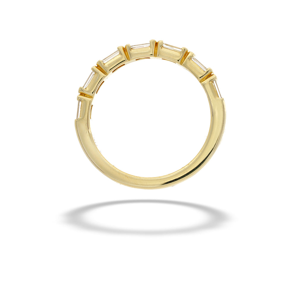 Gold ring with a unique design on a white background  14K Gold Half Eternity Lab Diamond Ring 