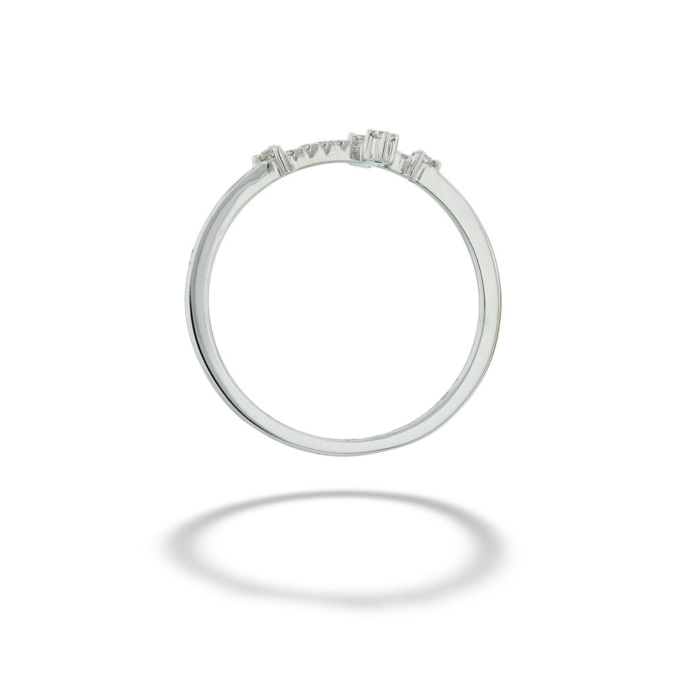 Silver ring with small diamonds on a white background Diamond Cross Ring by Shy Creation