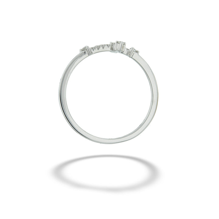 Silver ring with small diamonds on a white background Diamond Cross Ring by Shy Creation