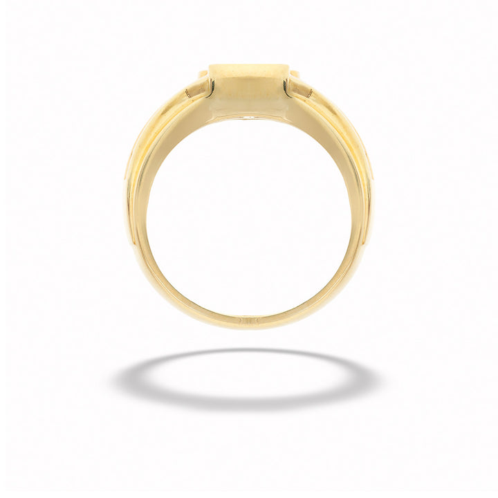 Gold ring on a white background 14K Yellow Gold Lab-Grown Diamond Men's Ring with Diamond Sides