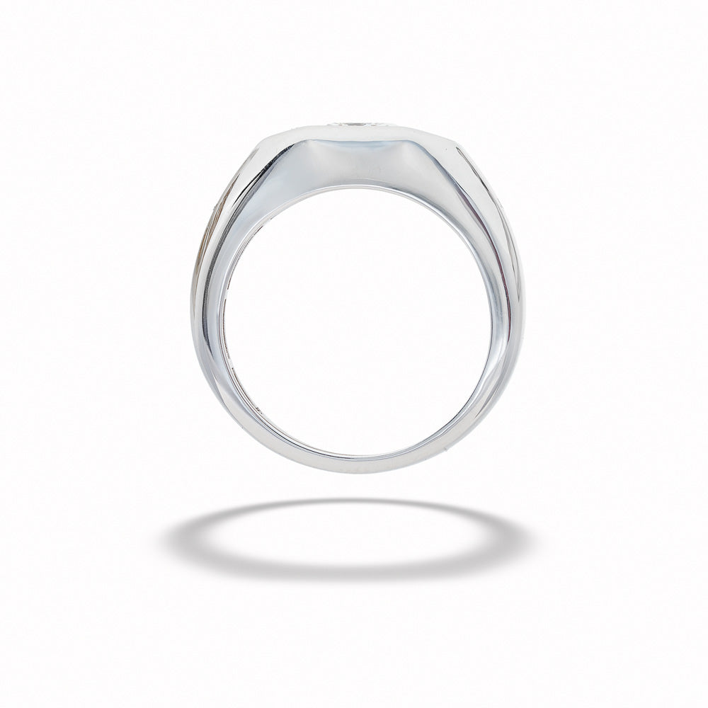 Silver ring on a white background 14K White Gold Lab-Grown Diamond Men's Ring 
