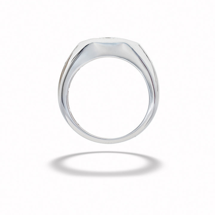 Silver ring on a white background 14K White Gold Lab-Grown Diamond Men's Ring 