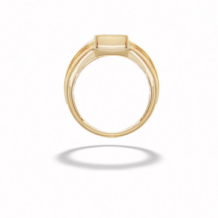 Gold ring with a square setting on a white background 14K Yellow Gold Lab-Grown Diamond Men's Ring