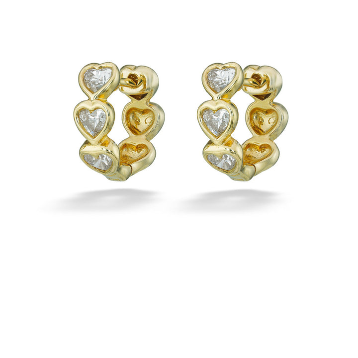 Diamond Hearts Huggie Earrings by Shy Creation