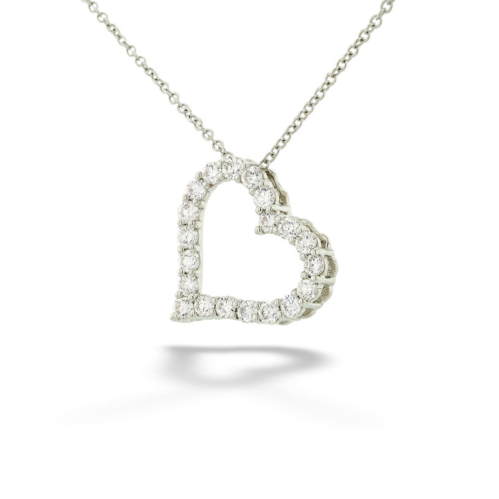 14K White Gold Diamond Heart Pendant Necklace