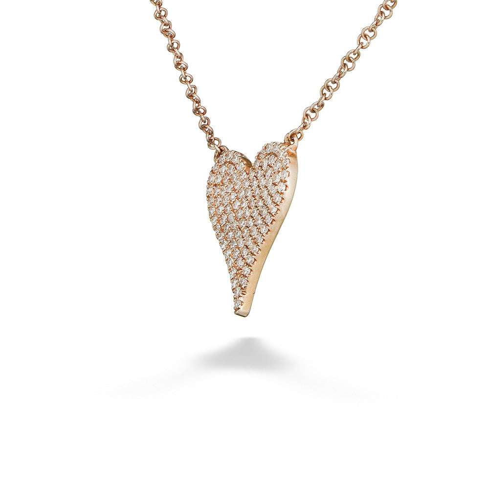 Rose Gold Diamond Heart Necklace by Shy Creation