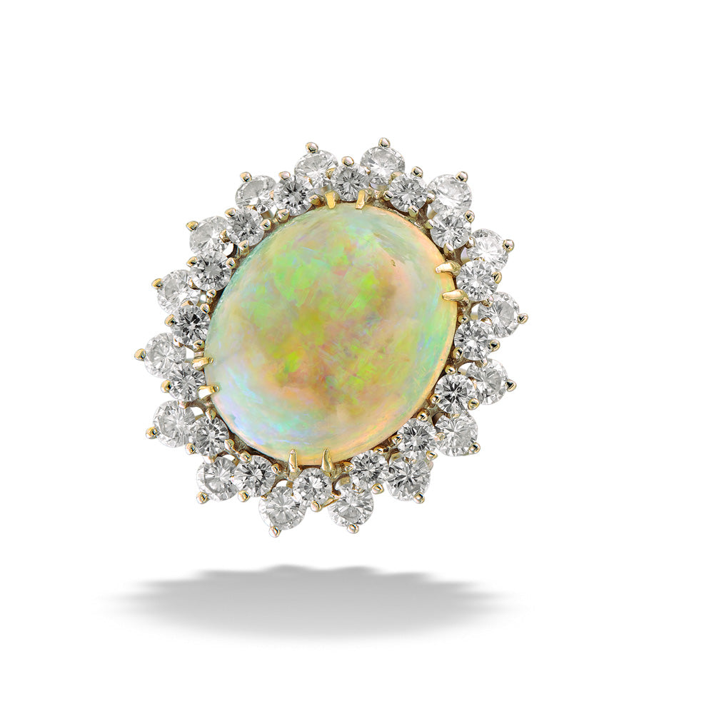 10.10ct Opal & Diamond Cluster Ring