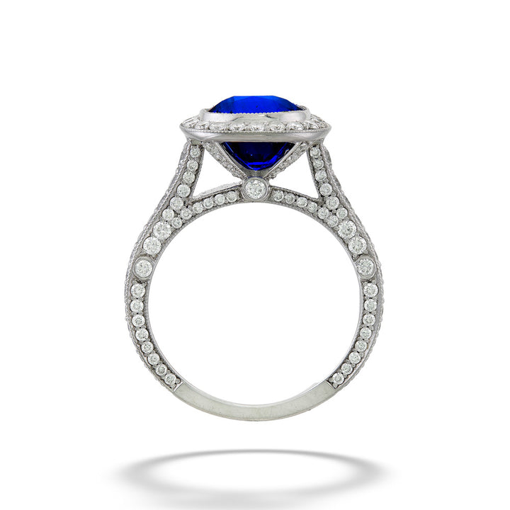 4.00ct Blue Sapphire & Diamond Ring