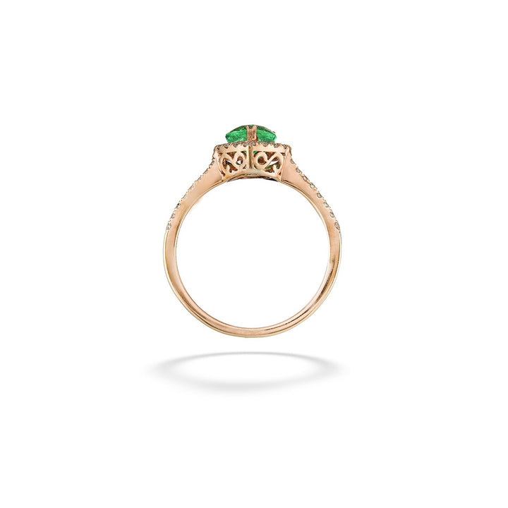 Heart Shaped Emerald & Diamond Ring