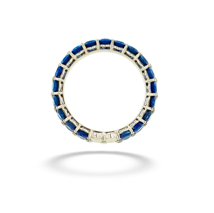 White Gold Blue Sapphire and Diamond Band