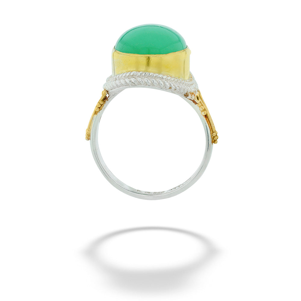 SS & 22kt Gold Vermeil Chrysocolla Ring sz 8 by Michou