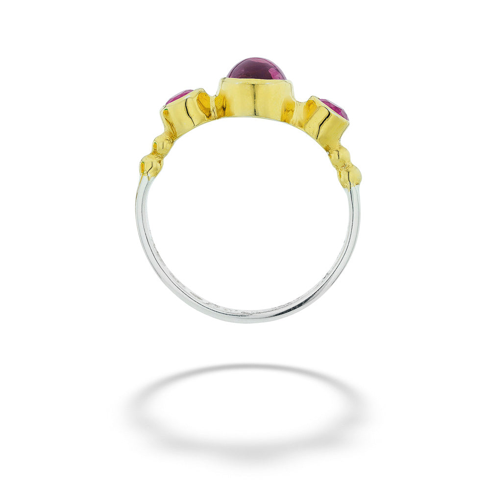 SS & 22kt Gold Vermeil Pink Tourmaline Ring sz 8 by Michou