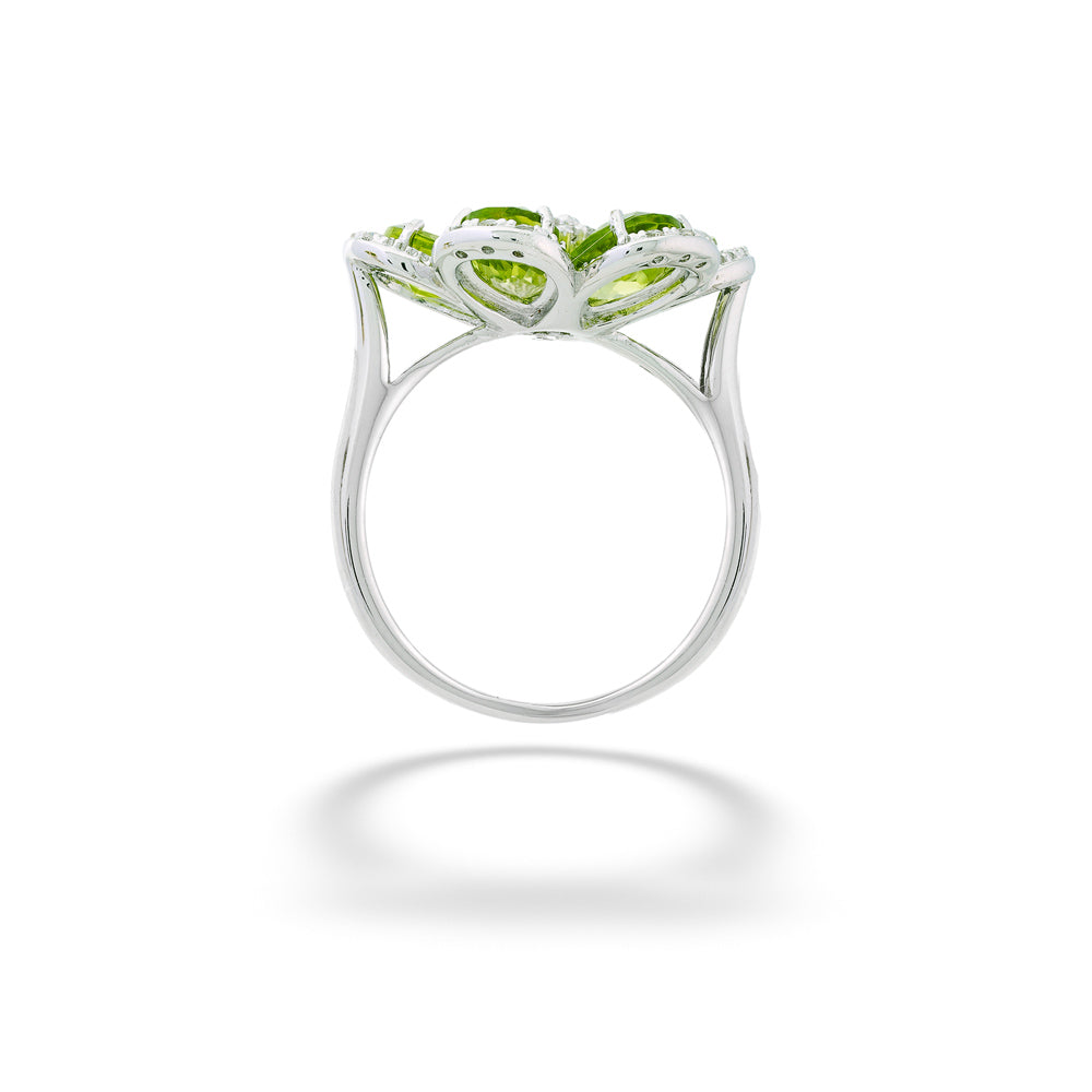 Peridot and White Topaz Flower Ring by Samuel B.