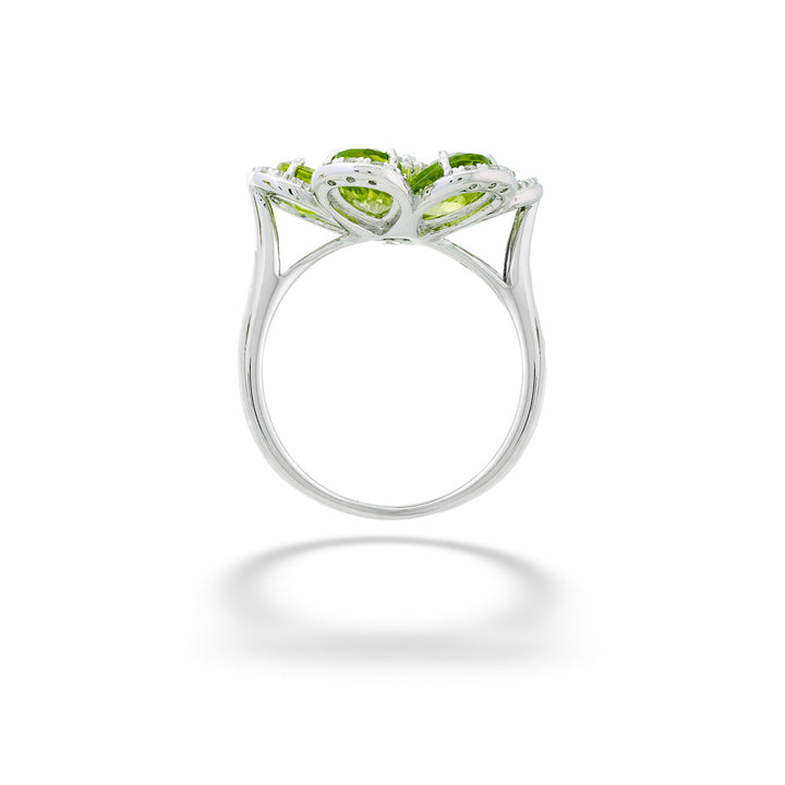 Peridot and White Topaz Flower Ring by Samuel B.