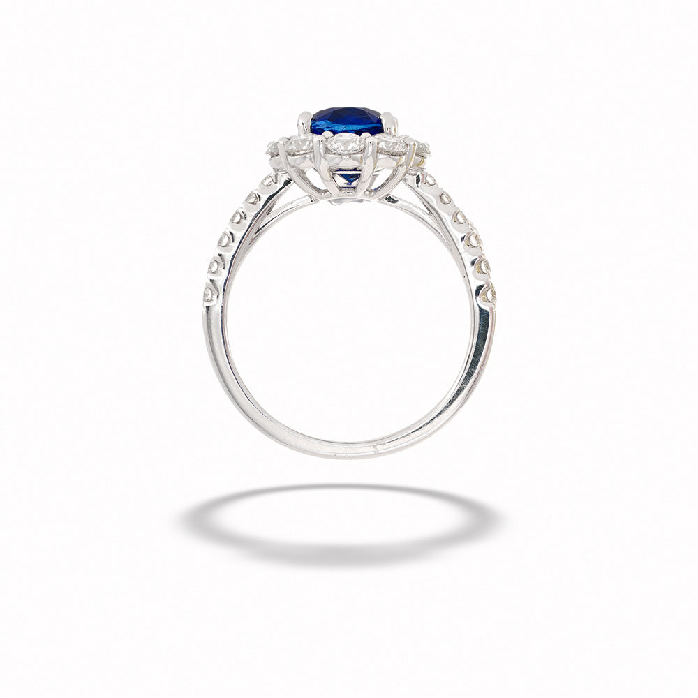 Blue Sapphire Halo Ring