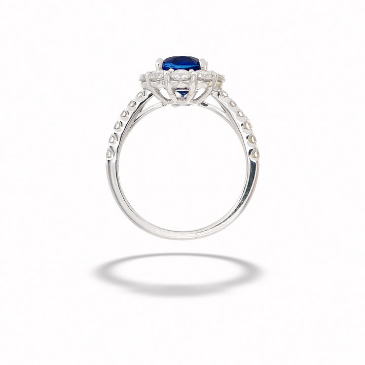 Blue Sapphire Halo Ring