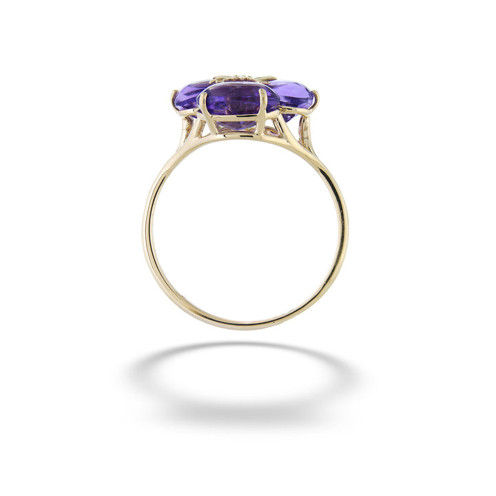 Amethyst and Diamond Flower Ring by Vianna Brasil