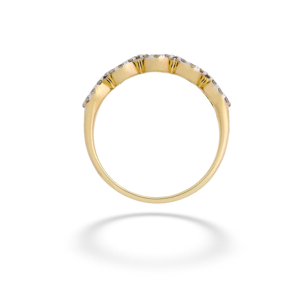 Gold ring with small diamonds on a white background Emerald and Diamond Ring