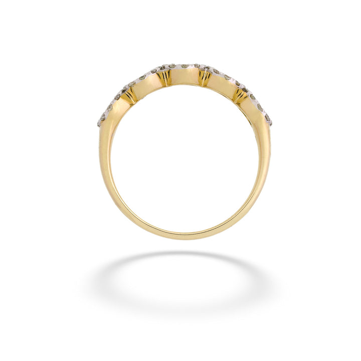 Gold ring with small diamonds on a white background Emerald and Diamond Ring