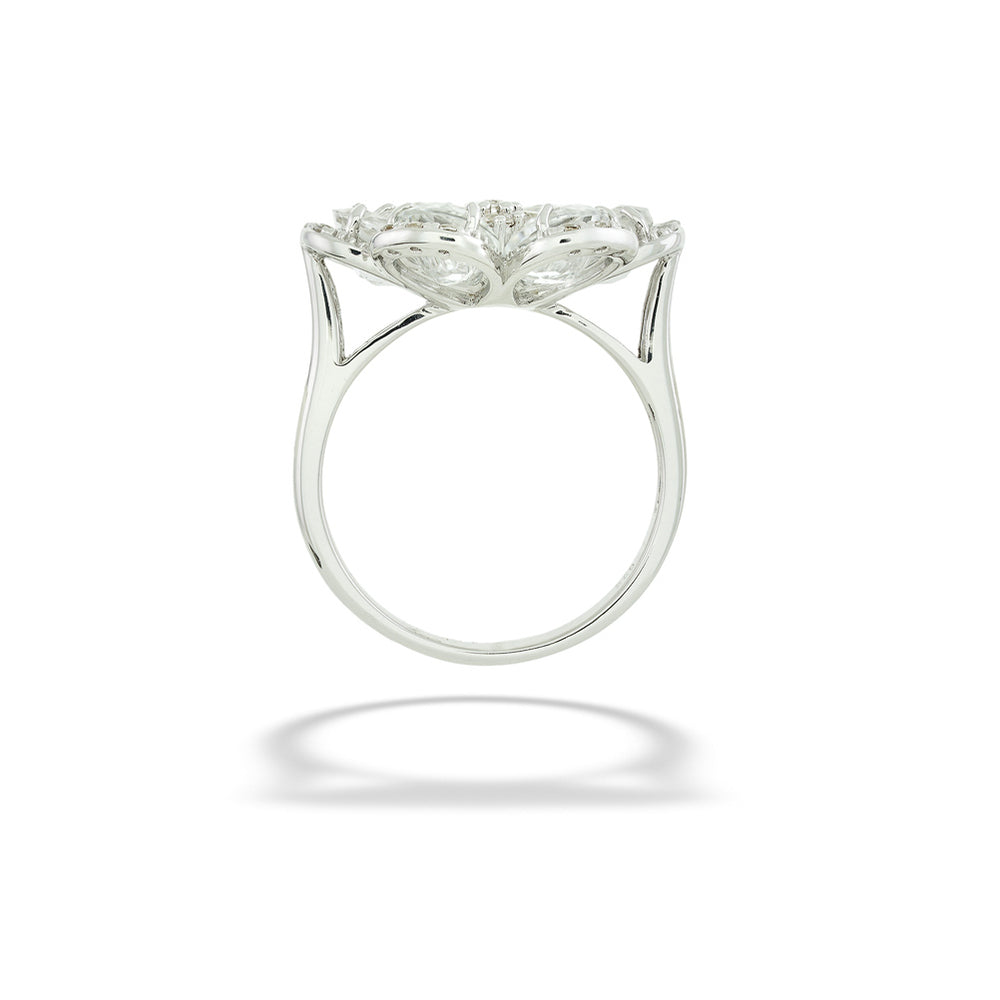 side view of White Topaz Flower Ring by Samual B.