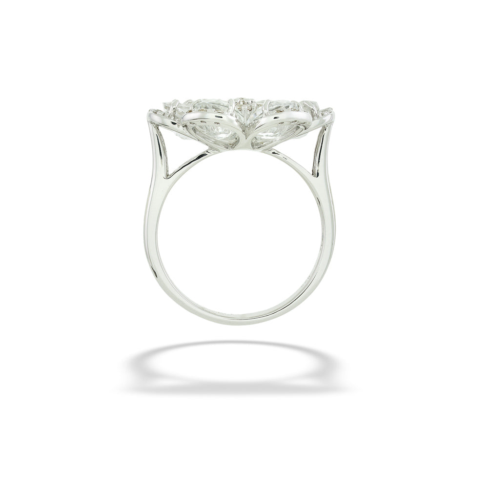 side view of White Topaz Flower Ring by Samual B.