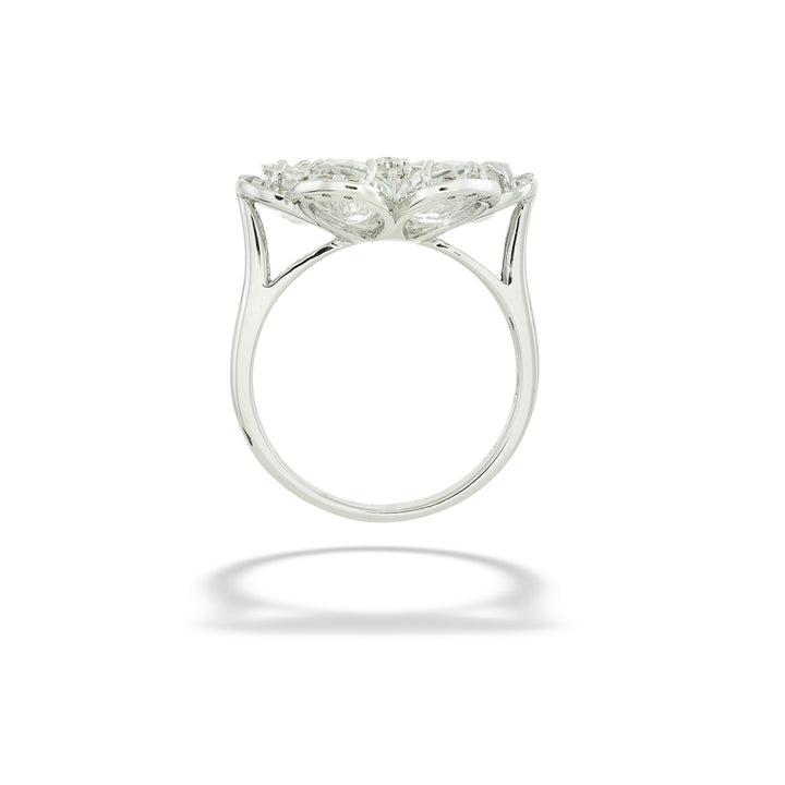 side view of White Topaz Flower Ring by Samual B.